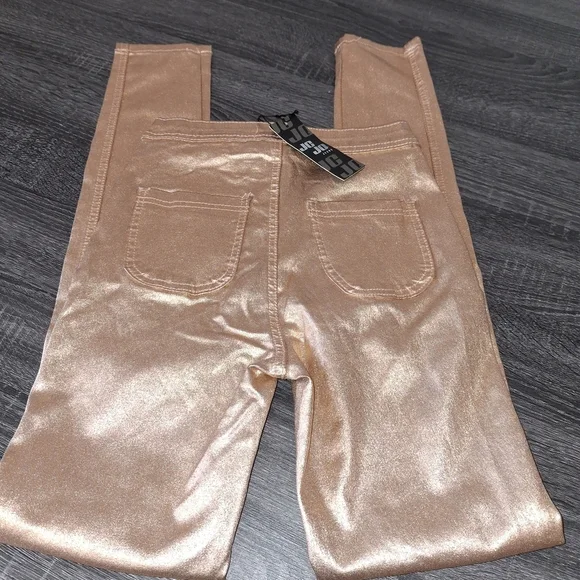 Shiny Gold Jeggings- W Sz Small - Picture 3 of 5